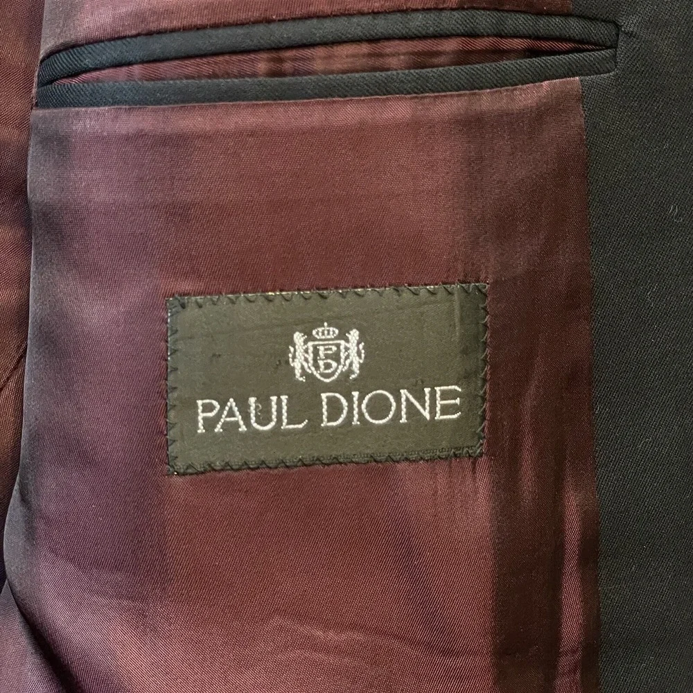 Paul Dione 48L Navy‎ Blue Silver Button Wynnwood Wool Blazer Sport Coat Jacket
